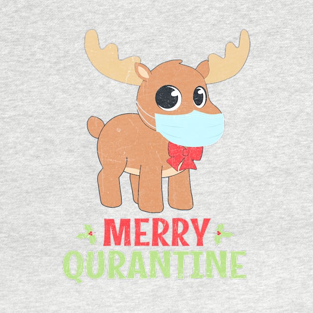 Merry Quarantine Christmas 2020 Vintage Deer Mask by JohnnyxPrint